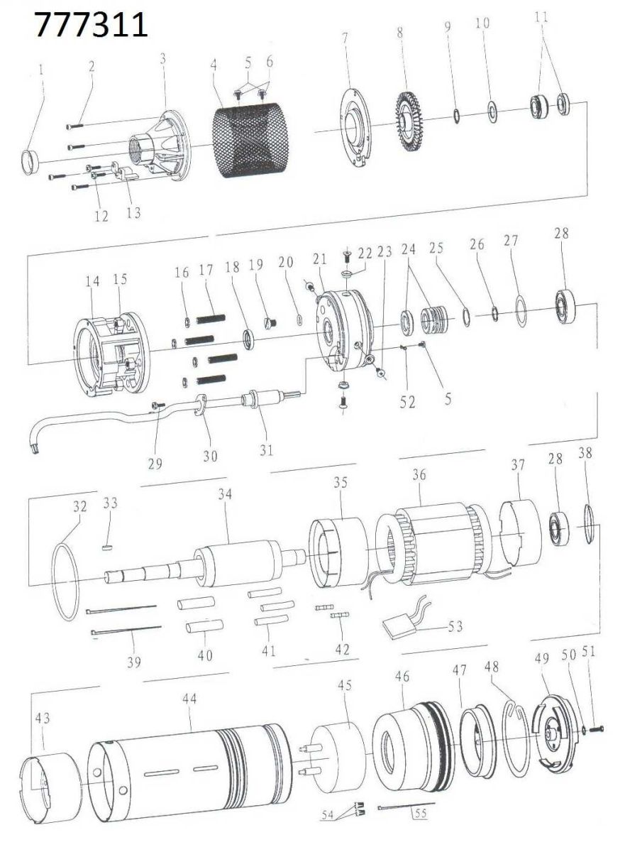 Насос вихровий свердловинний 0.75кВт H 58(34)м Q 45(20)л/хв Ø96мм DONGYIN 4SKm100 (777311)