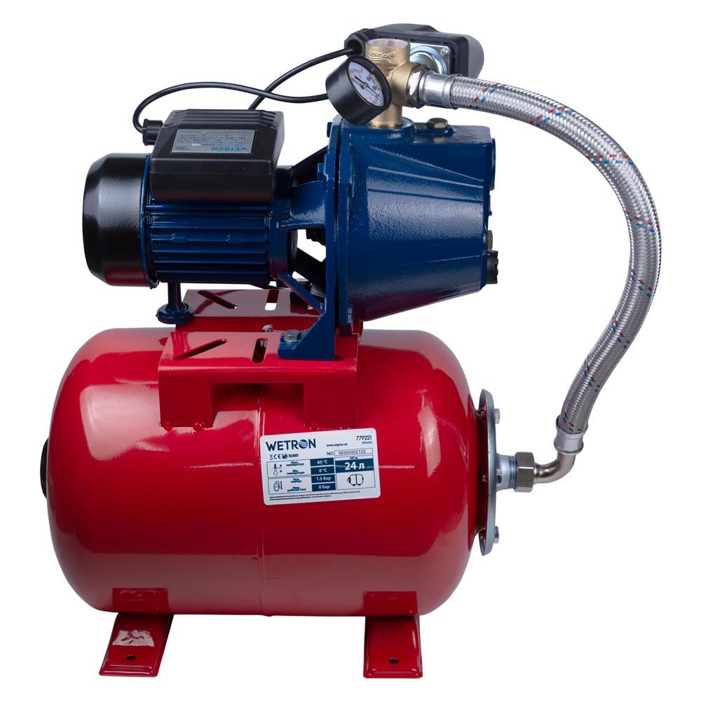 Станция 0.75кВт Hmax 45м Qmax 55л/мин (самовсасывающий насос) 24л Украина WETRON JET80А5 (775042/24)