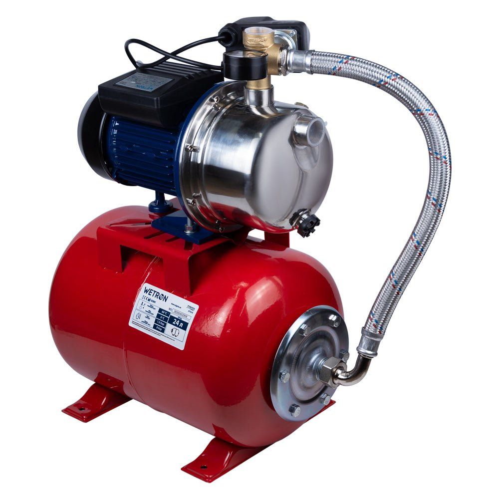 Станція 0.75кВт Hmax 42м Qmax 50л/хв (самовсмоктуючий насос нерж) 24л Україна WETRON JETS80А5 (77505