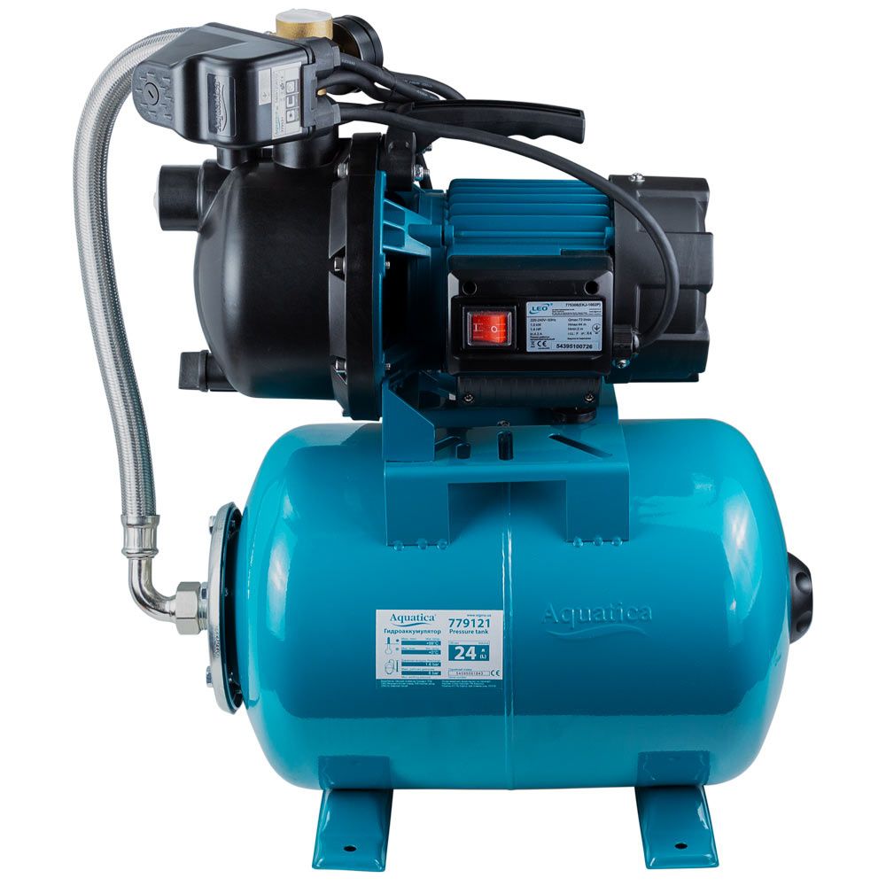 Станція 1.0кВт Hmax 44м Qmax 73л/хв пластик (самовсмоктуючий насос) 24л Україна AquaticaLEO EKJ-1002