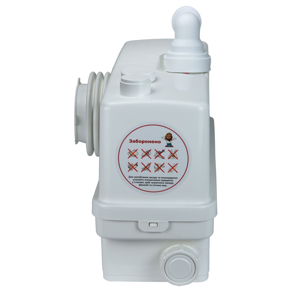 Станція каналізаційна 0.6кВт Hmax 8.5м Qmax 110л/хв 3 входу + фронтальний вхід 90мм LEO 3.0 WC601A (