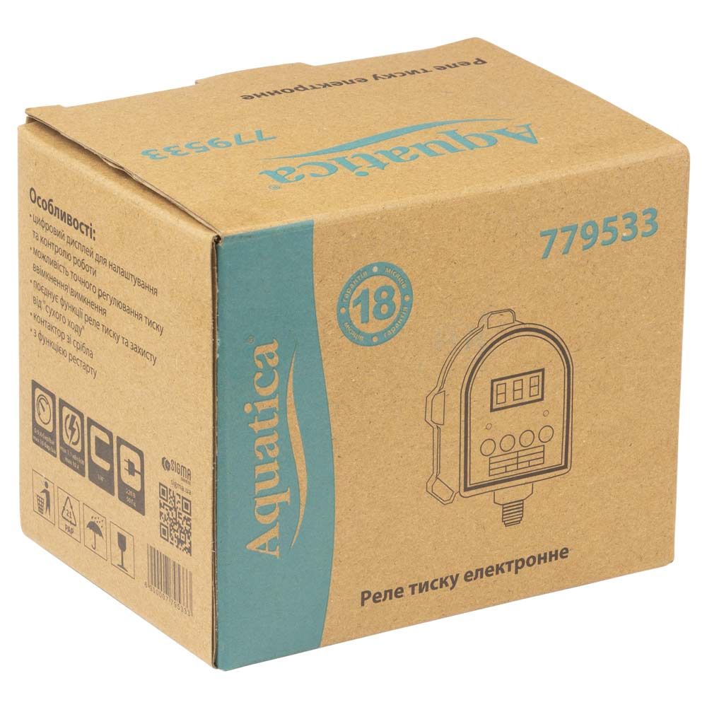 Реле давления электронное 1.1кВт Ø¼" с защитой сухого хода AQUATICA (779533)