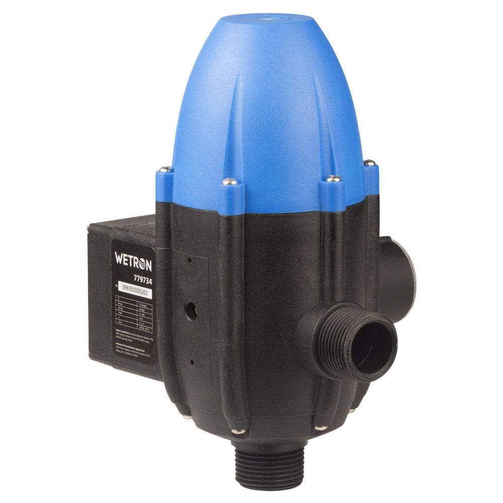 Контроллер давления электронный 1.1кВт Ø1" рег. давление вкл 1.5-3.0 бар + розетка и вилка WETRON (779734)