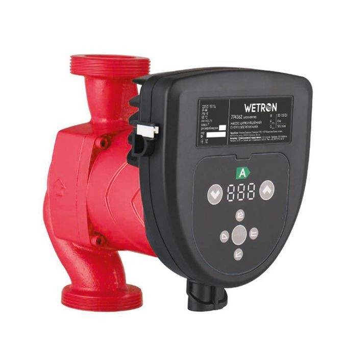 Насос циркуляційний енергозберігаючий 50-130Вт Hmax 8м Qmax 100л/хв Ø1½″ 180мм + гайки Ø1″ WETRON (7