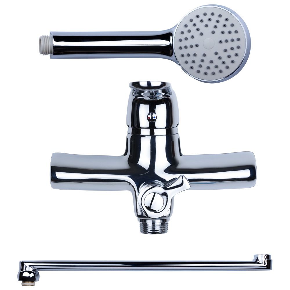 Смеситель NM Ø40 для ванны гусак прямой 350мм дивертор встроенный картриджный AQUATICA NM-2C234C (975