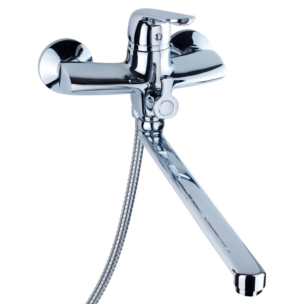 Смеситель NM Ø40 для ванны гусак прямой 350мм дивертор встроенный картриджный AQUATICA NM-2C234C (975