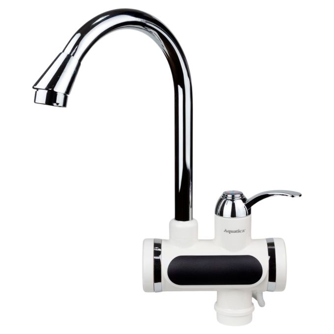 Кран-водонагрівач проточний JZ 3.0кВт 0.4-5бар для кухні гусак вухо на гайці AQUATICA JZ-6B141W (979