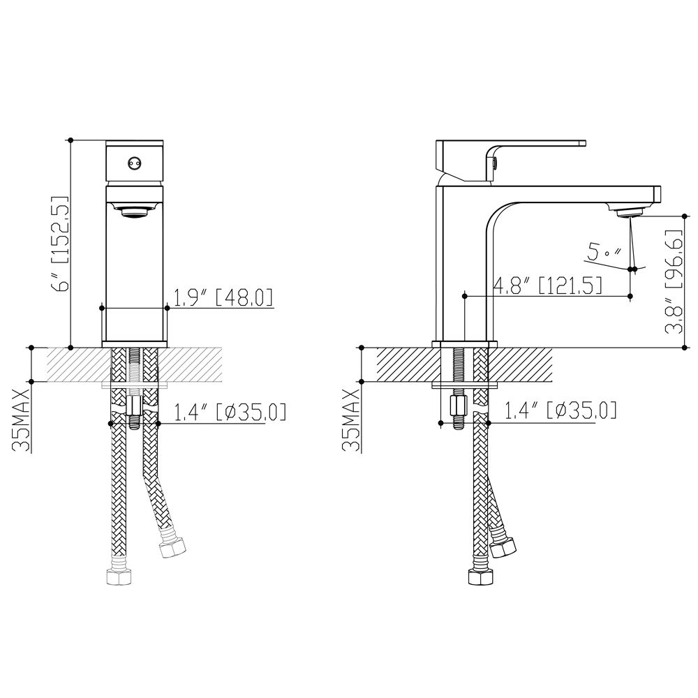 Змішувач COMO Ø35 для раковини литий на шпильці CORSO (BF-2A129C) (9611000)