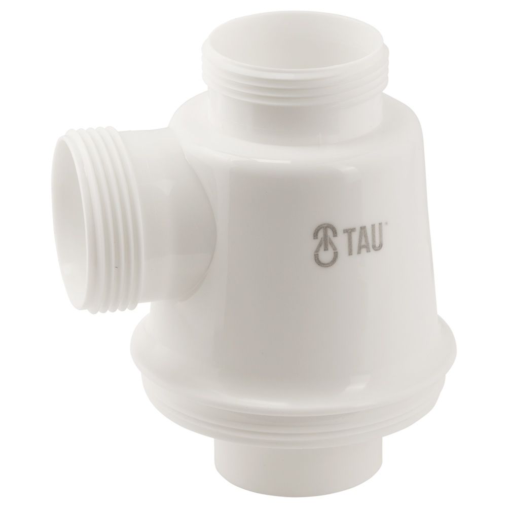 Сифон для кухонної мийки з пластиковим випуском 3½" підведенням під пральну машину круглим переливом і гнучким відведенням D40/50мм (чорний) Tau