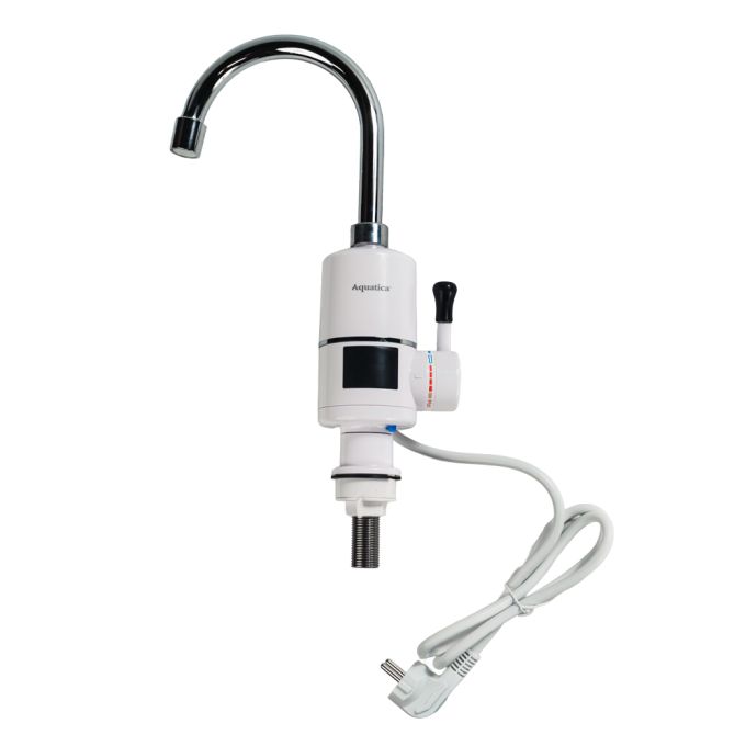 Кран-водонагрівач проточний s96 3.3кВт для кухні вилив вухо на гайці з індикатором і термостатом AQU