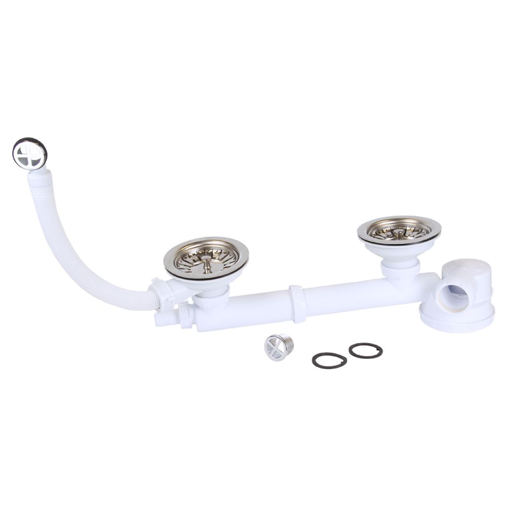 Сифон для подвійної кухонної мийки Espace повний комплект 1½"×Ø40мм WIRQUIN (9542400)