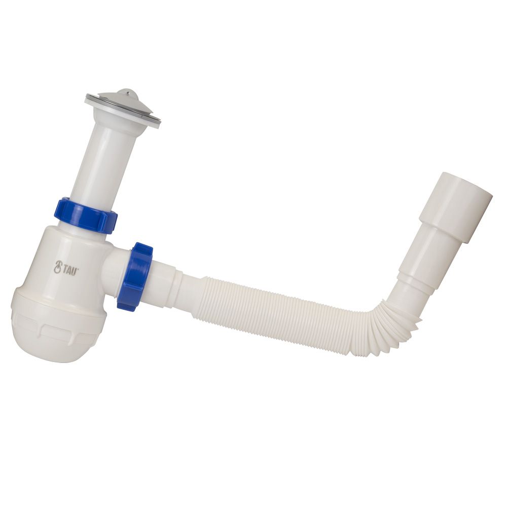 Сифон для кухонної мийки з нержавіючим випуском 1½" і гнучким відведенням Ø40/50мм TAU (9842730)