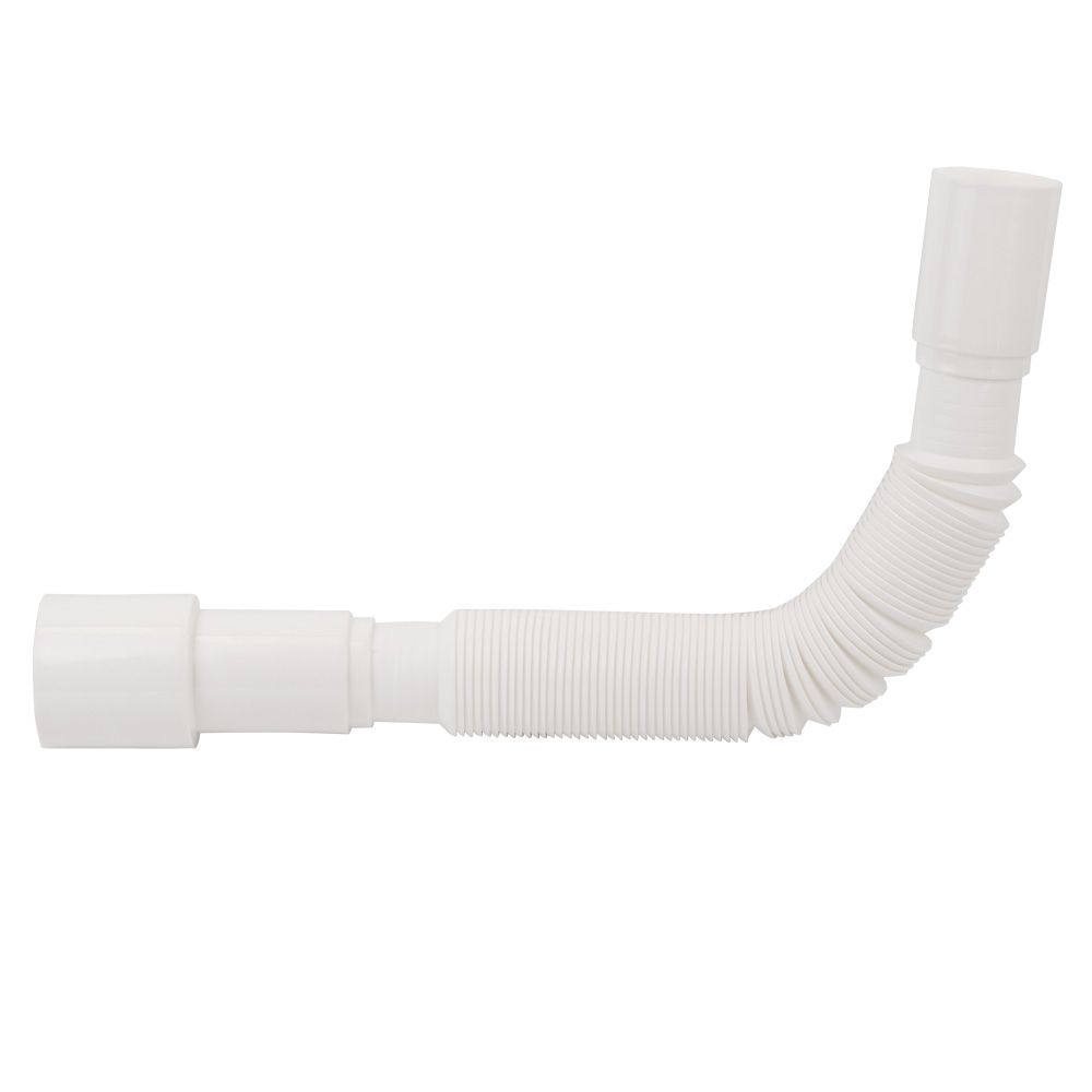 Сифон для кухонної мийки з пластиковим випуском 3½" підведенням під пральну машину круглим переливом і гнучким відведенням Ø40/50мм (білий) Tau