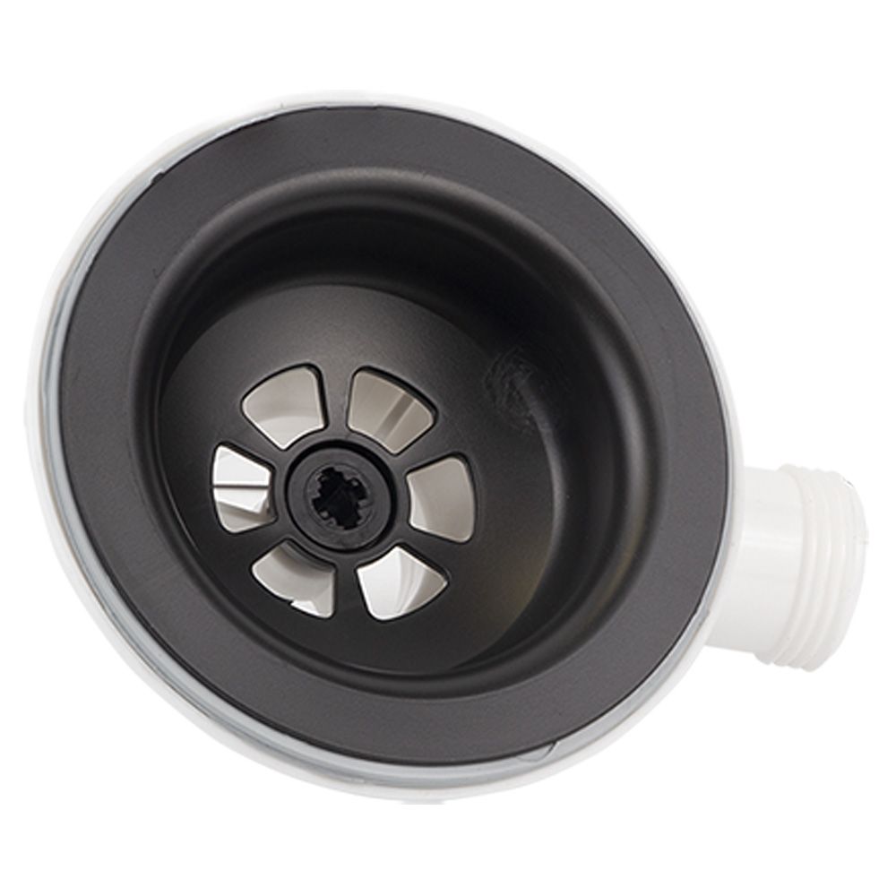 Сифон для кухонної мийки з пластиковим випуском 3½" підведенням під пральну машину круглим переливом і гнучким відведенням Ø40/50мм (білий) Tau