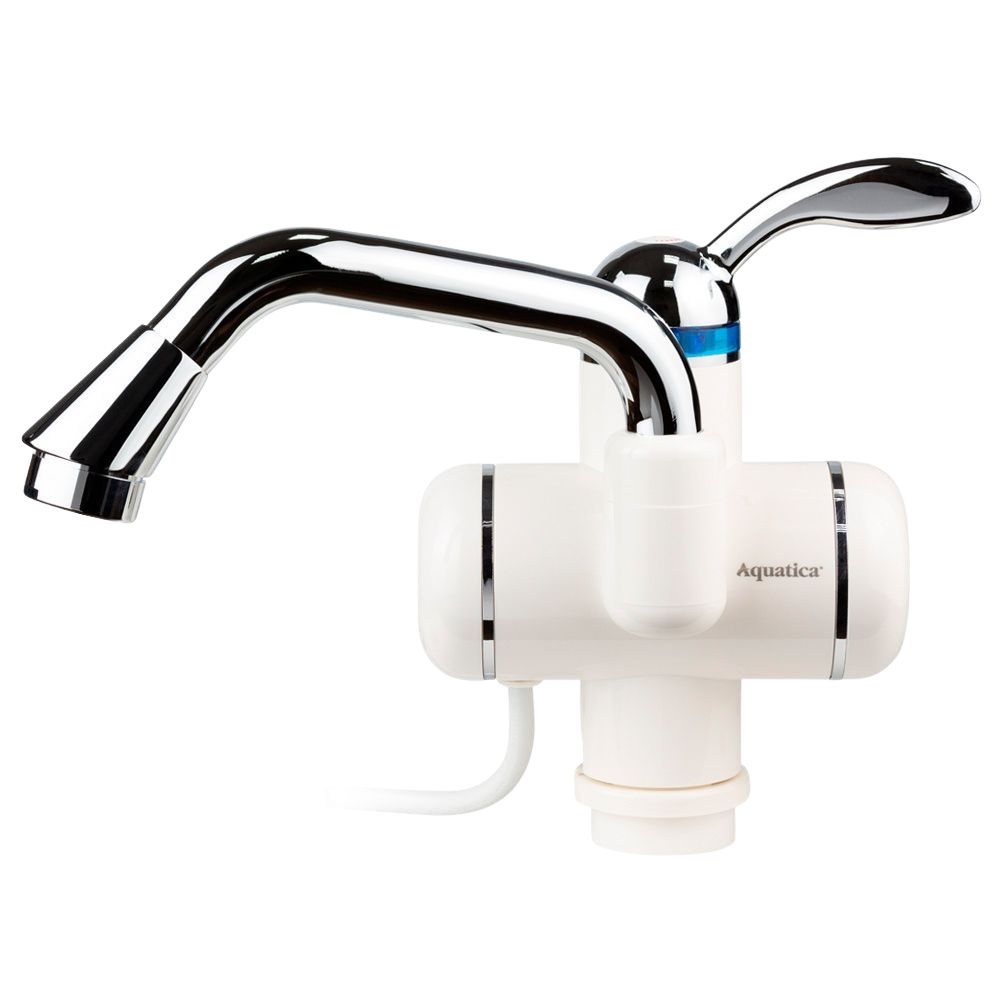 Кран-водонагреватель проточный LZ 3.0кВт 0.4-5бар для раковины гусь изогнутый длинный на гайке AQUATICA