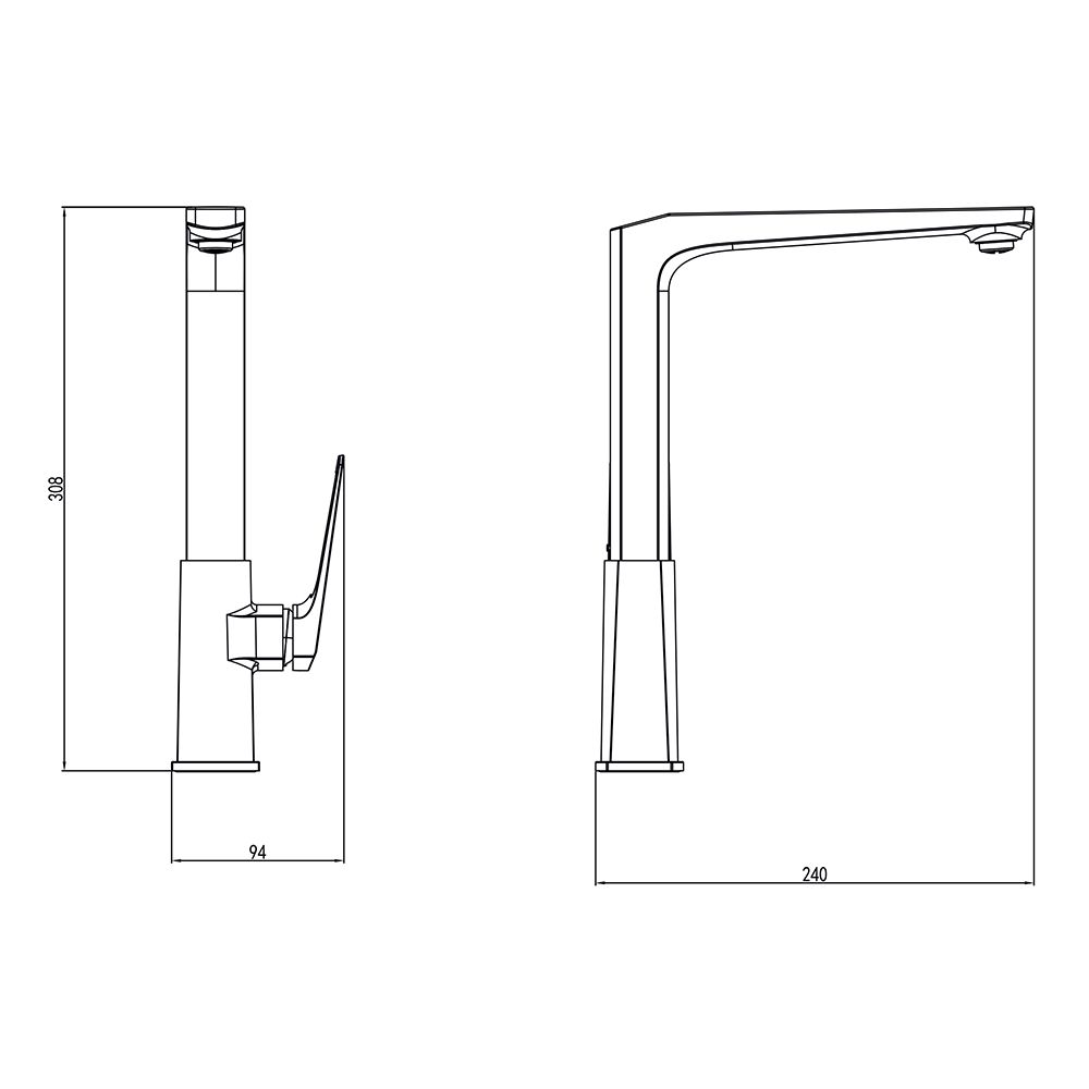 Змішувач BOLSENA Ø25 для кухні Г-ізлив на гайці CORSO CB-4B237C (9614100)