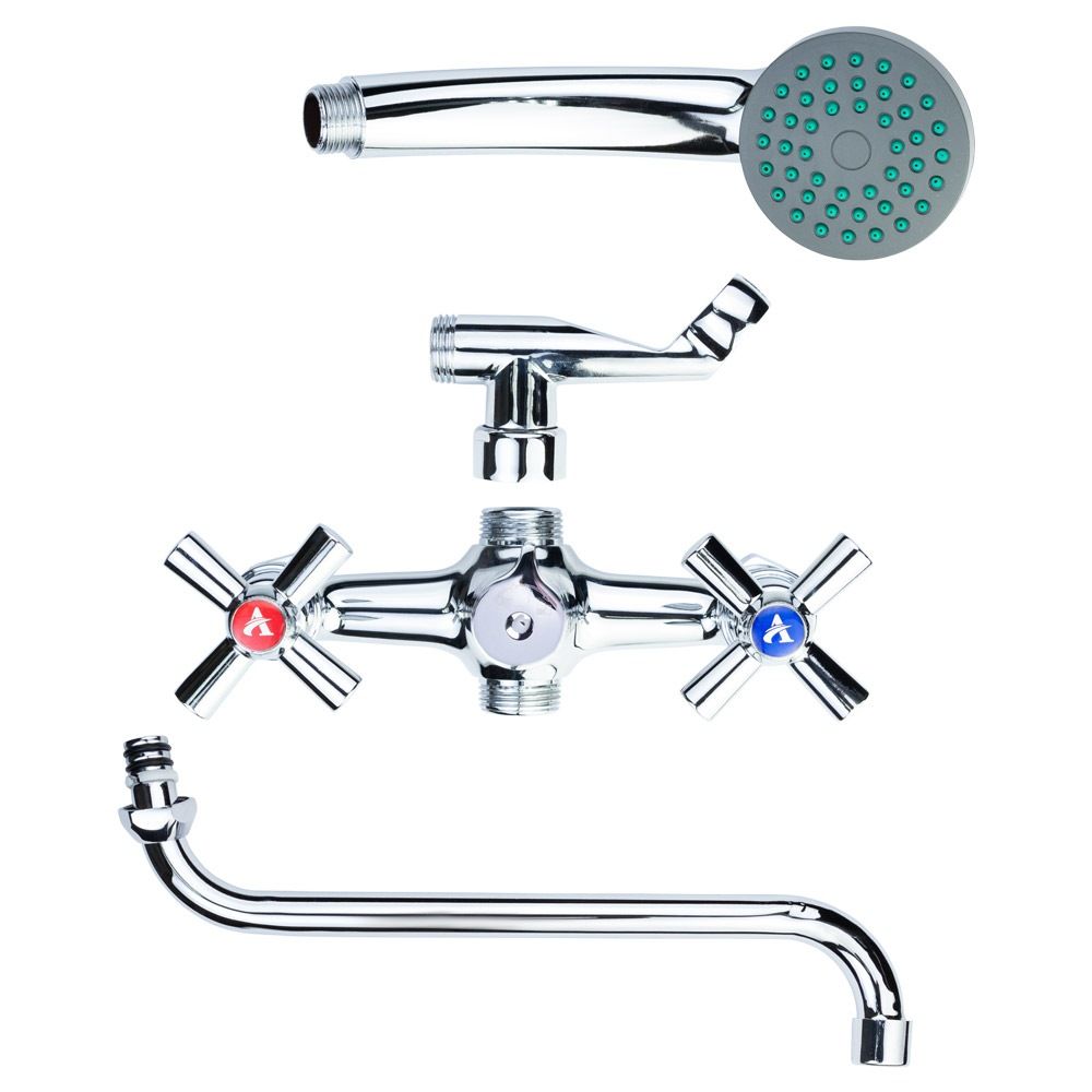 Змішувач PM 1/2" для ванни гусак вигнутий дивертор вбудований картріджний AQUATICA PM-2C457C (978021