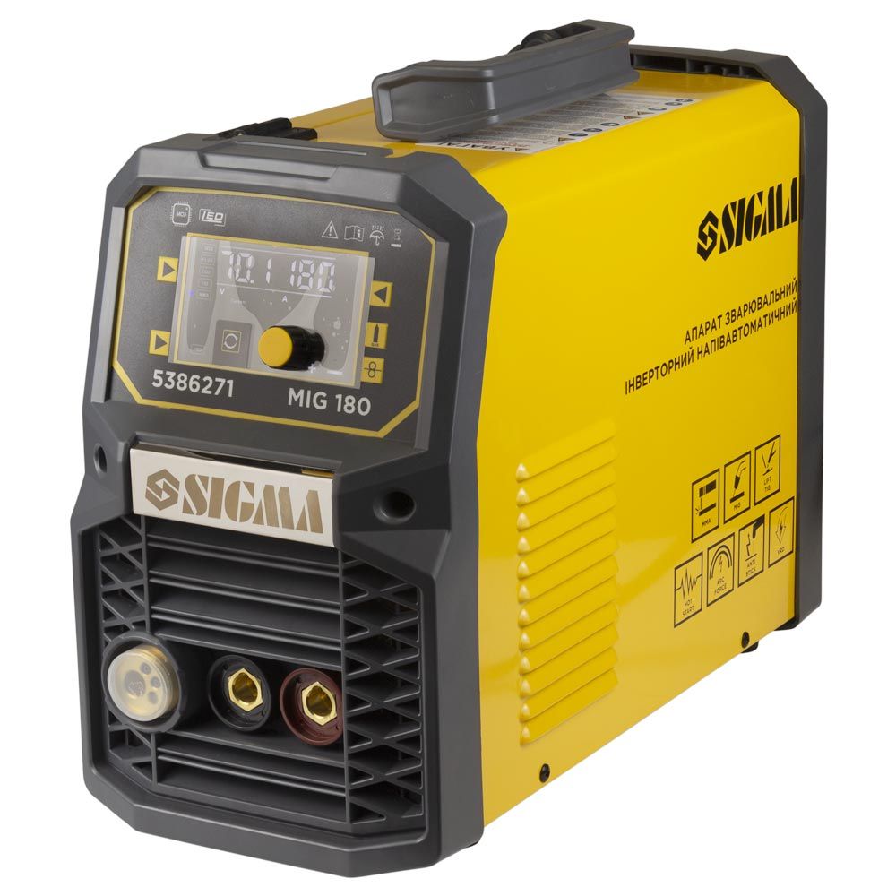 Апарат зварювальний інверторний напівавтомат МIG/MMA-180А електрод 5мм дріт 0.8-1мм LED SIGMA (53862