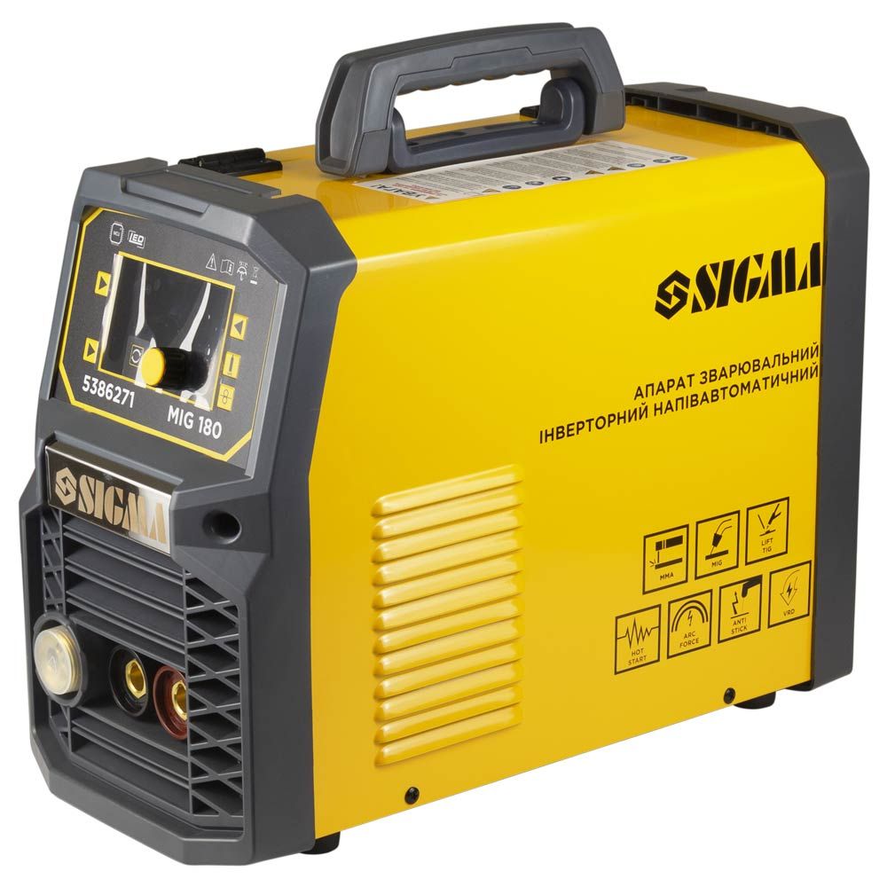 Апарат зварювальний інверторний напівавтомат МIG/MMA-180А електрод 5мм дріт 0.8-1мм LED SIGMA (53862