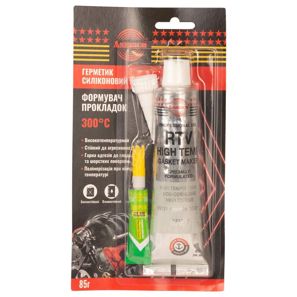 Герметик силиконовый RTV формирователь прокладок высокотемпературный +300°С серый 85г ОАЭ ASMACO
