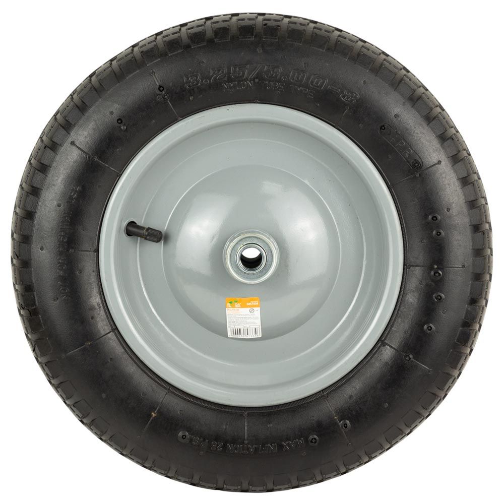 Колесо пневматичне 14" (3.50-8) 360×85мм вісь Ø16мм довжина 90мм для садово-будівельної тачки FLORA