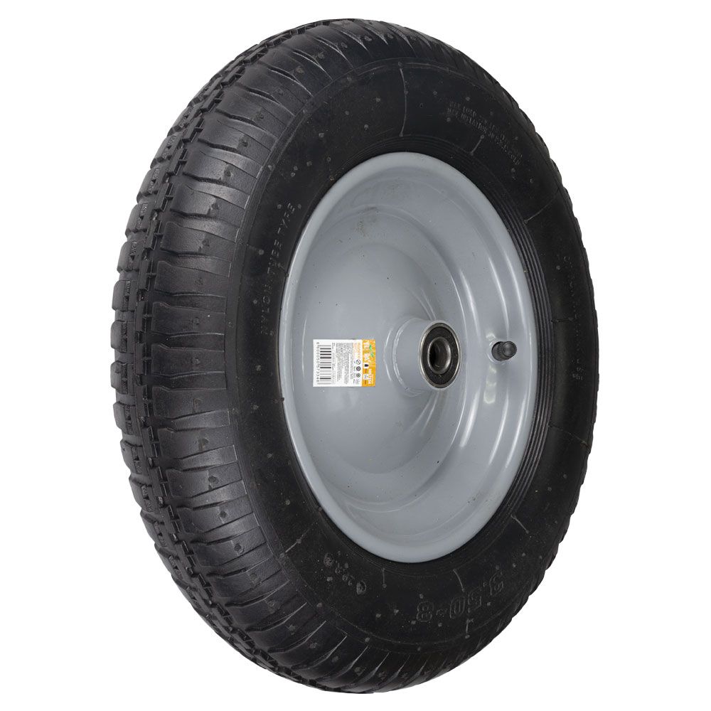 Колесо пневматичне 14" (3.50-8) 360×85мм вісь Ø16мм довжина 90мм для садово-будівельної тачки FLORA