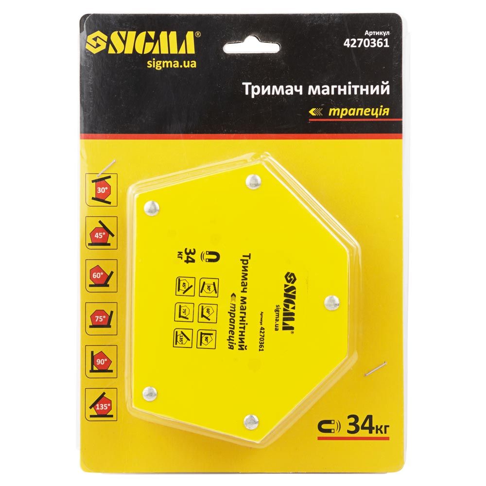 Магнит для сварки трапеция 34кг 105×65×65×45мм (30,45,60,75,90,135°) SIGMA (4270361)