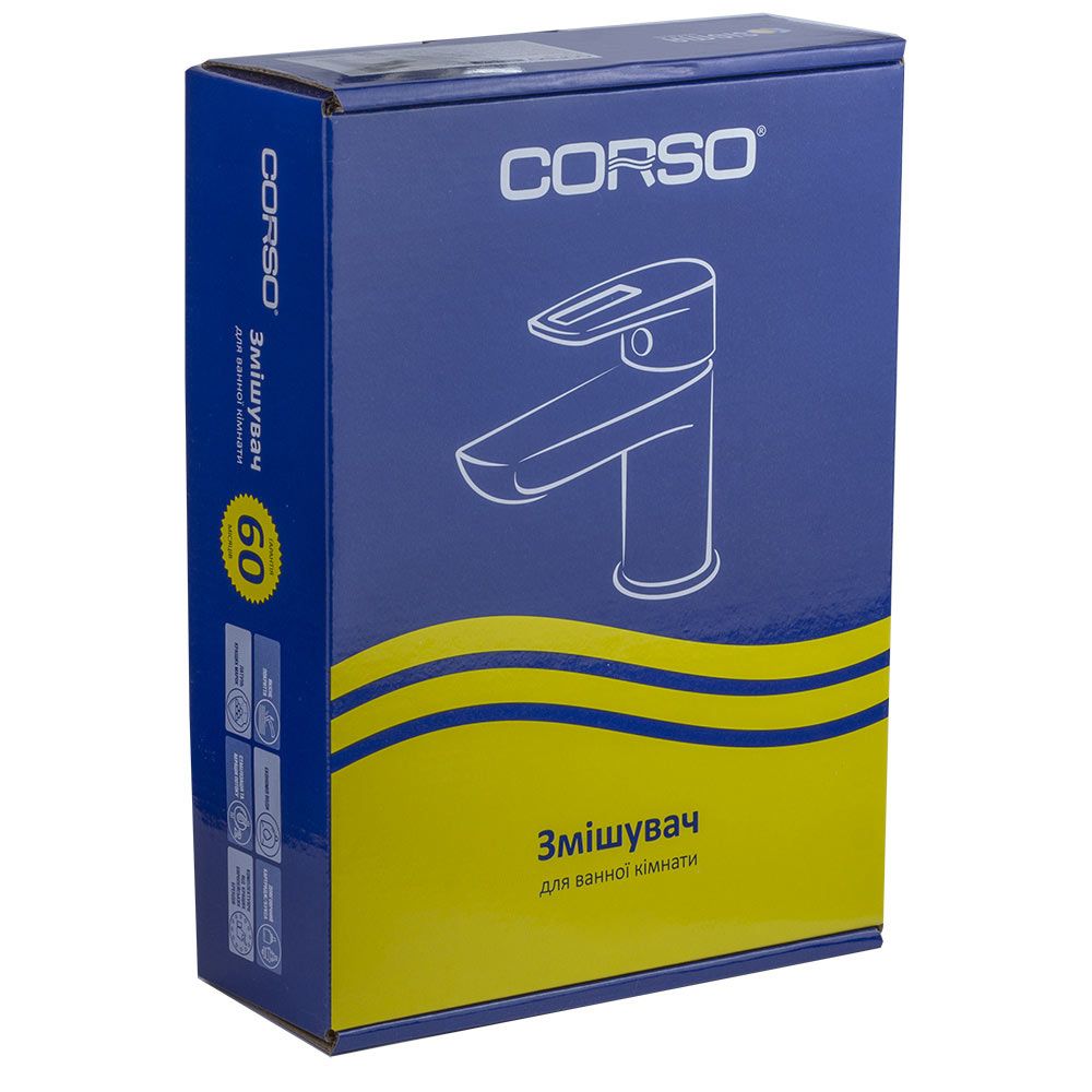 Смеситель GARDA Ø35 для раковины литой на шпильке CORSO (BC-2A121W) (9605003)