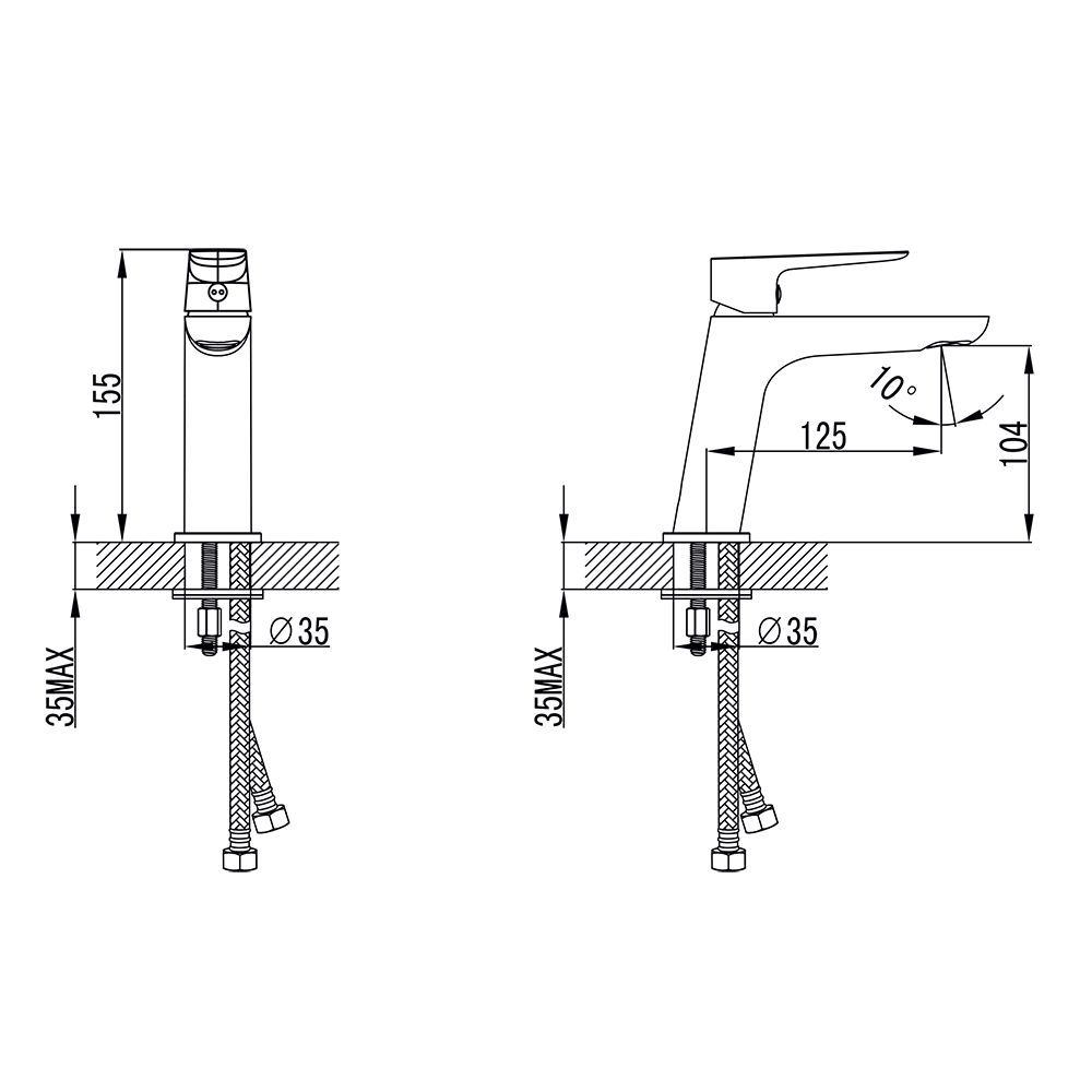Змішувач LUGANO Ø26 для раковини литий на шпильці CORSO CH-2A147C (9620000)