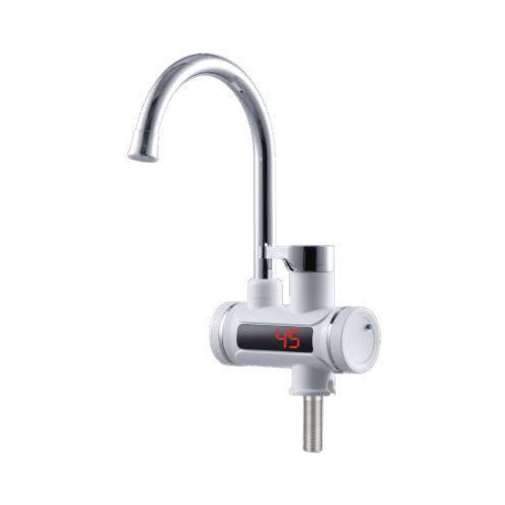 Кран-водонагреватель проточный s92 3.3кВт для кухни вылив ухо на гайке с дисплеем и термостатом AQUATI