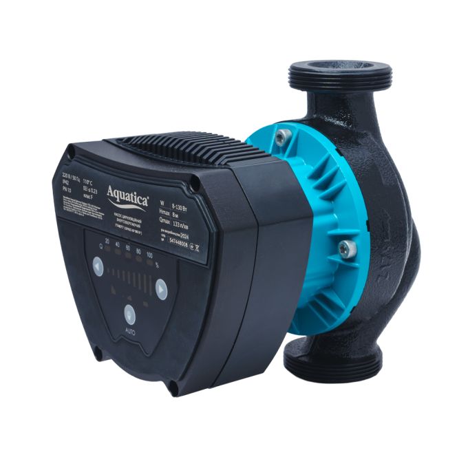 Насос циркуляционный энергосберегающий 8-130Вт Hmax 8м Qmax 133л/мин Ø2" 180мм + гайки Ø1¼" AQUATICA G
