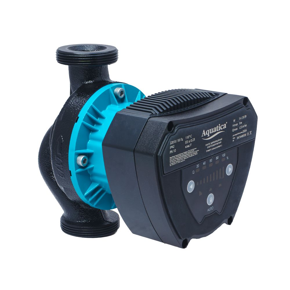 Насос циркуляційний енергозберігаючий 8-130Вт Hmax 8м Qmax 133л/хв Ø2" 180мм + гайки Ø1¼" AQUATICA G
