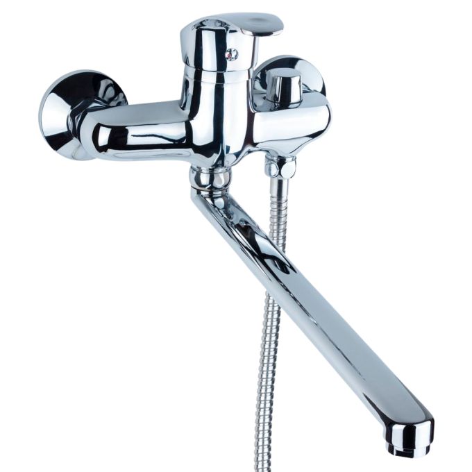 Змішувач NL Ø40 для ванни гусак прямий 350мм дивертор вбудований картріджний AQUATICA NL-2C243C (975