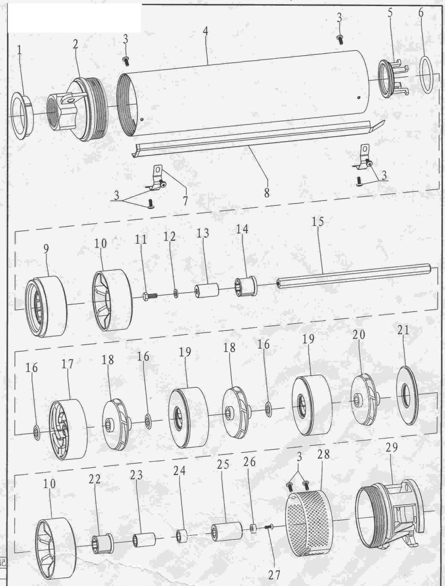 Насос відцентровий свердловинний 2.2кВт H 113(67)м Q 180(133)л/хв Ø102мм DONGYIN 4SDm8/18 (777154)