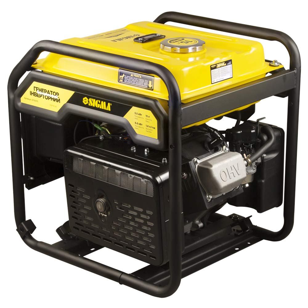 Генератор инверторный бензиновый 220В 5.5/6.0кВт 15л 4-х тактный с выводом под АВР SIGMA (5710771
