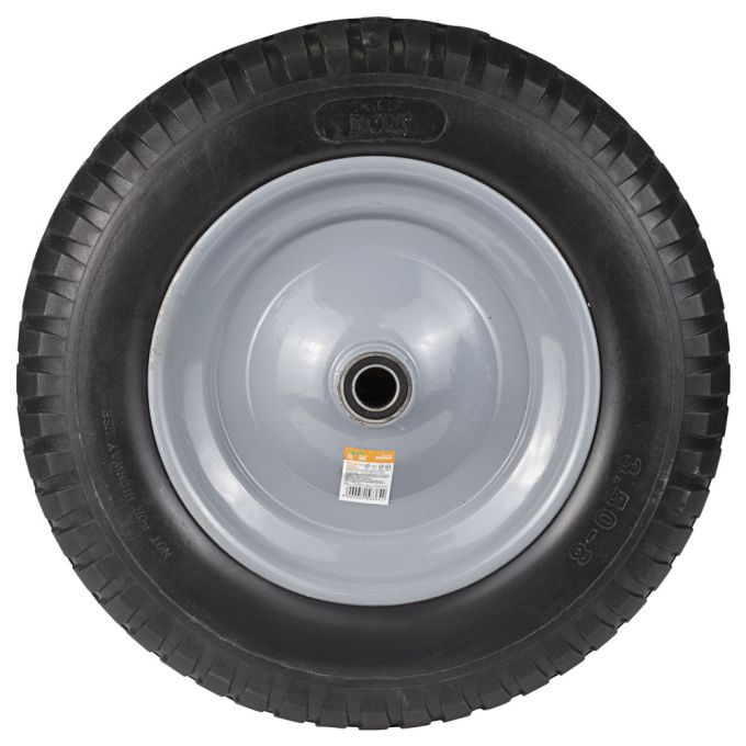 Колесо для тачки бескамерное полиуретановое 14" (3.50-8) 370×80мм ось Ø16мм длина 90мм FLORA (50583