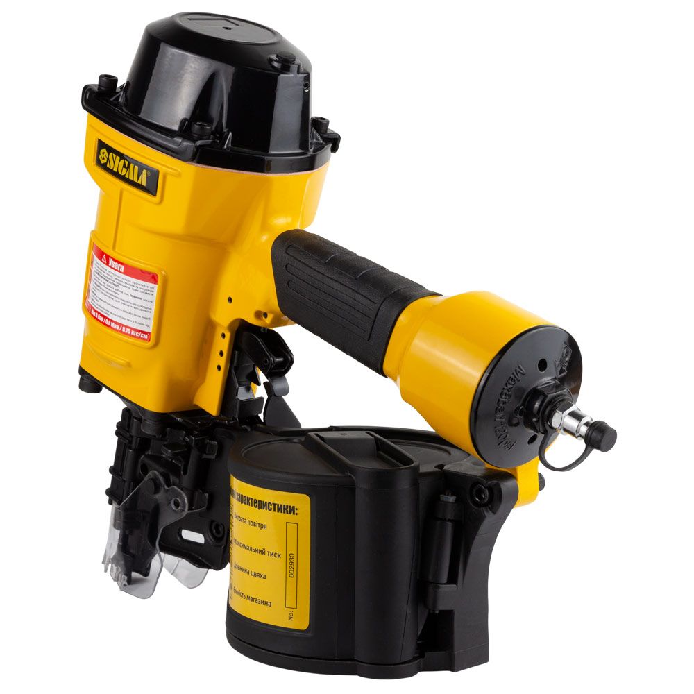 Пневмопістолет цвяхозабивний котушковий 1.56л/удар 8бар цвяхи 45-70 мм SIGMA (6713511)