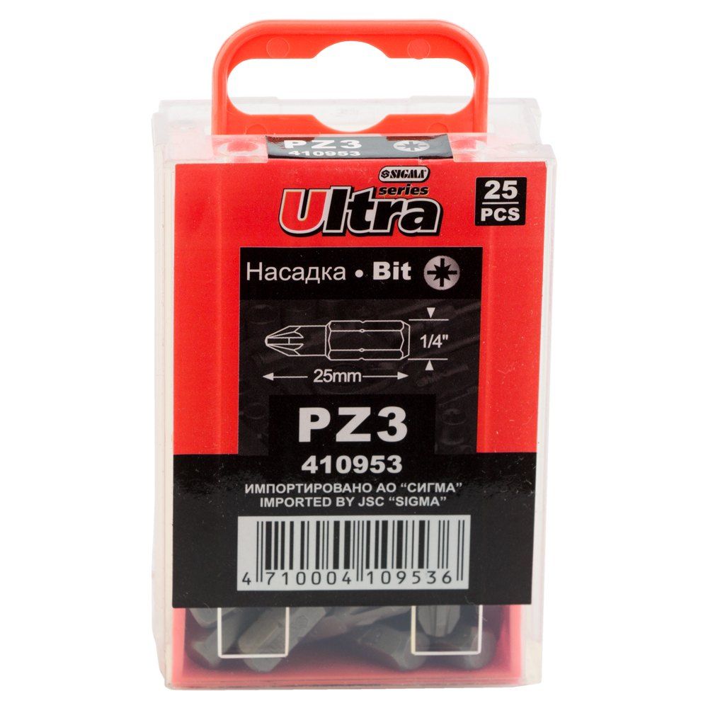 Набір біт PZ3×25мм 1/4" 25шт S2 (пласт кейс) ULTRA (4010602)