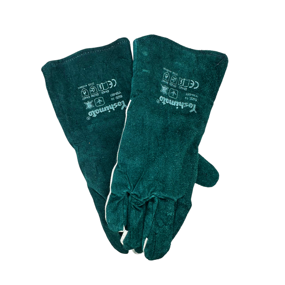 Рукавички Yoshimoto замшеві темно зелені з манжетом "крага"