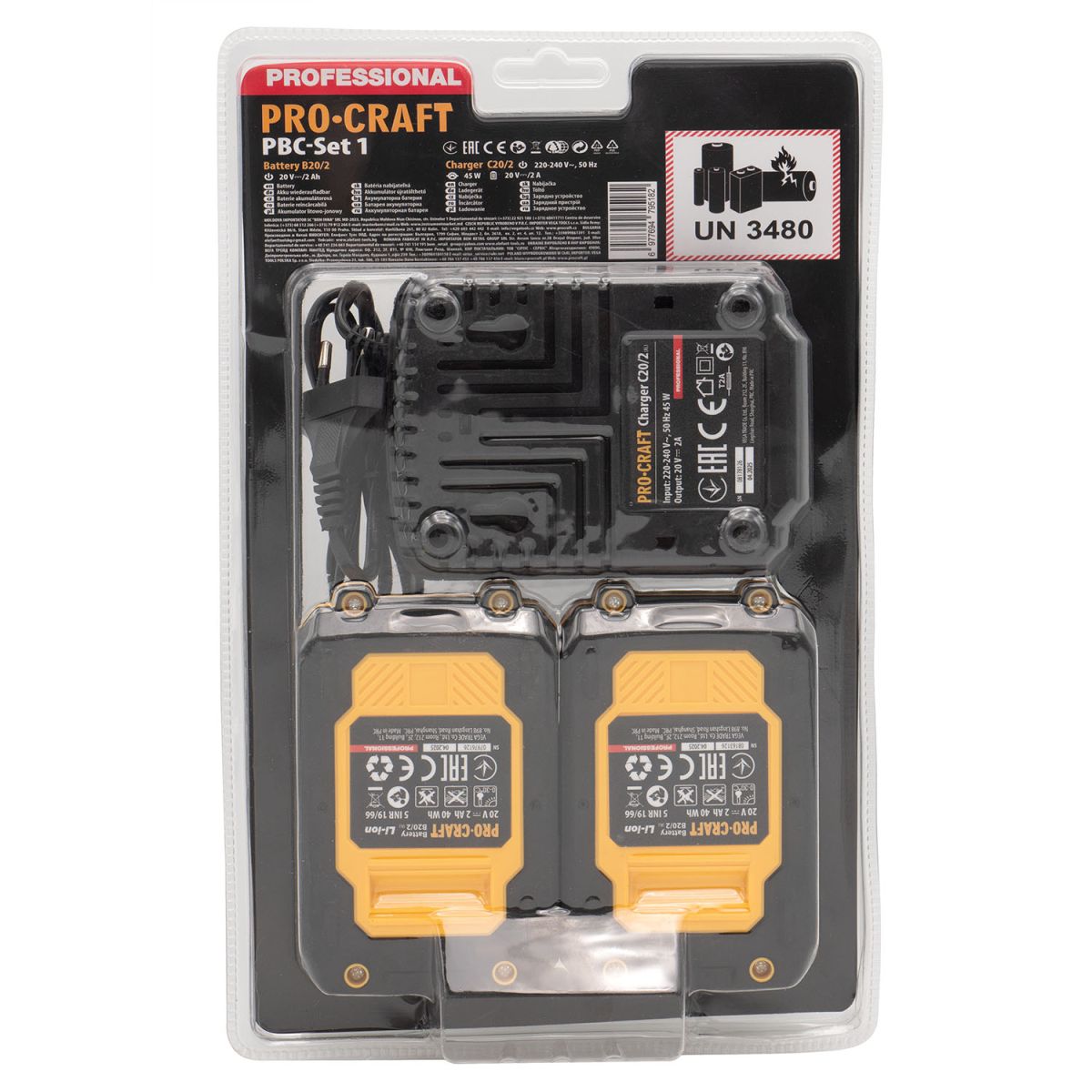 Набор аккумуляторов и зарядных устройств Procraft PBC-set1 (20/2 акб и зп)