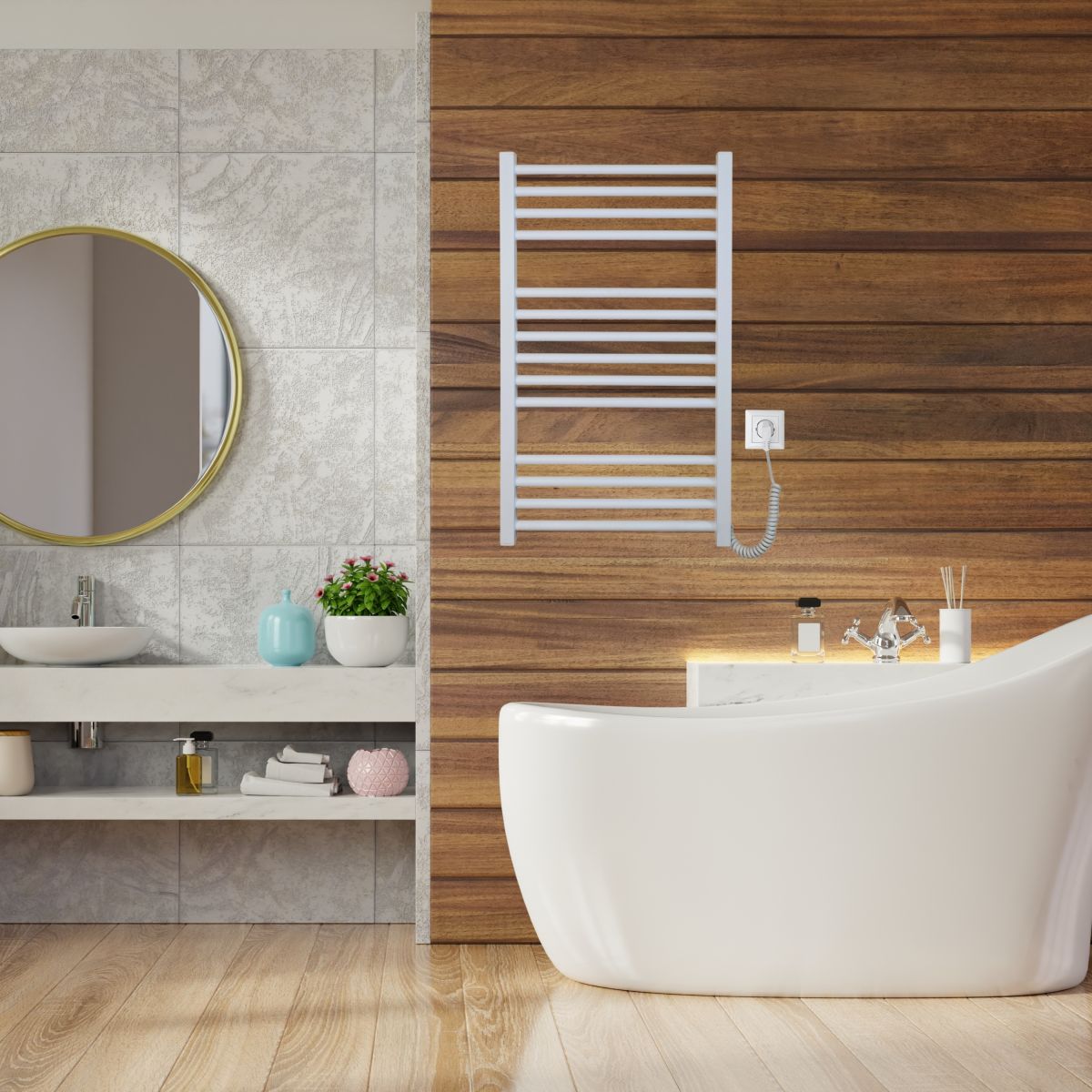 Рушникосушарка електрична Carino ARIANNA з кнопкою Білий матовий 790*490