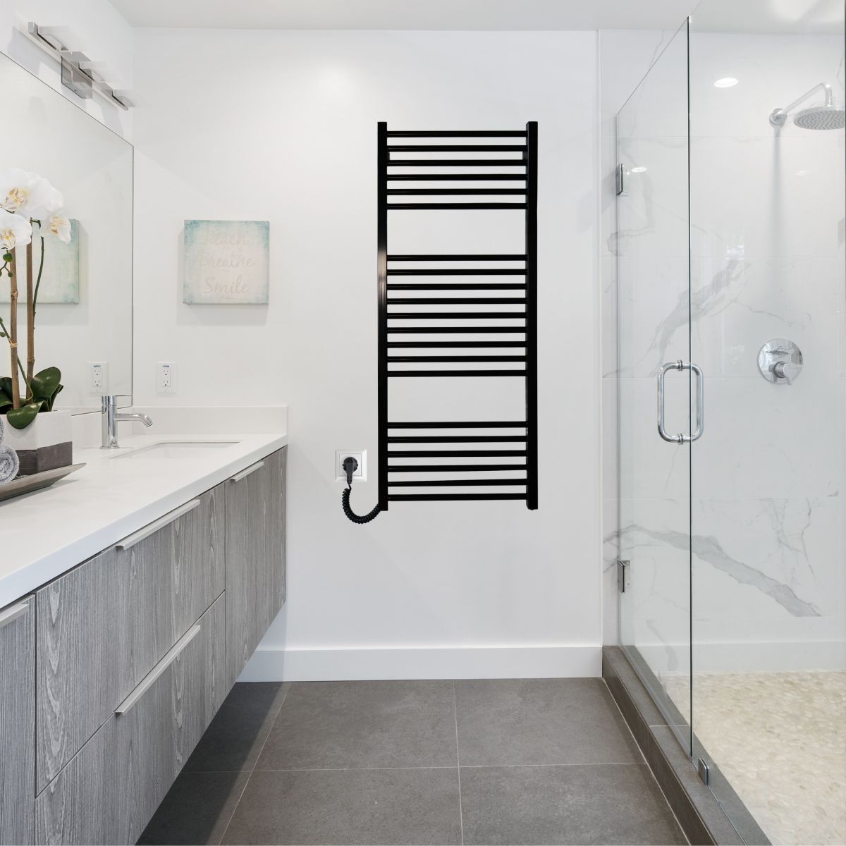 Рушникосушарка електрична Carino ARIANNA з кнопкою Чорний глянець 1190*490