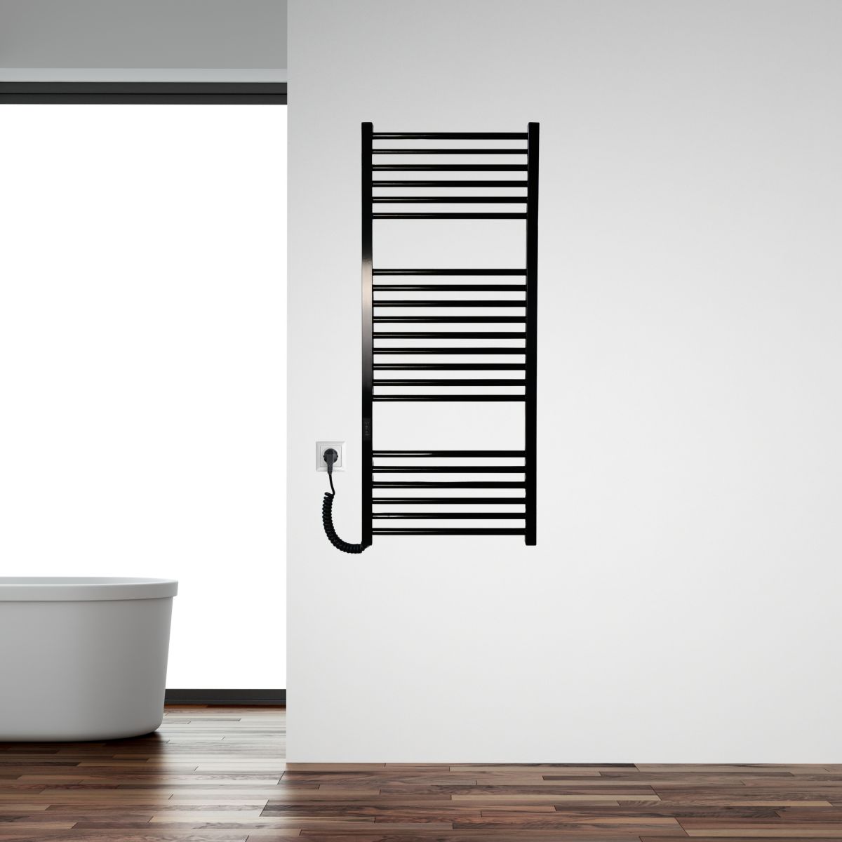 Рушникосушарка електрична Carino ARIANNA з контроллером Чорний глянець 1190*490