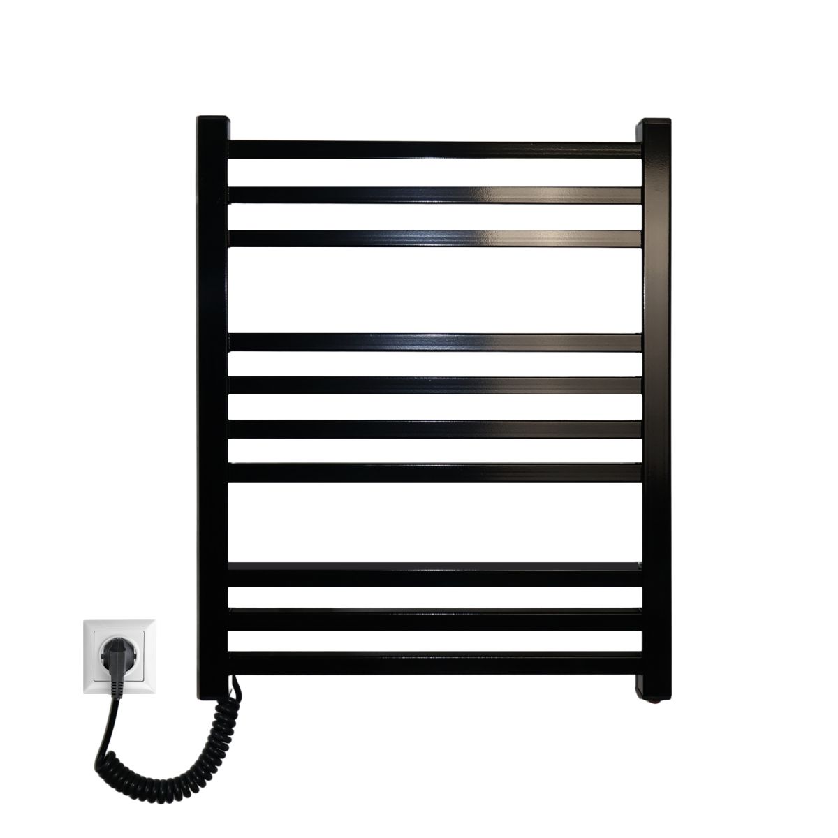 Полотенцесушитель электрический Carino LORENZO с кнопкой Черный глянец 590*490