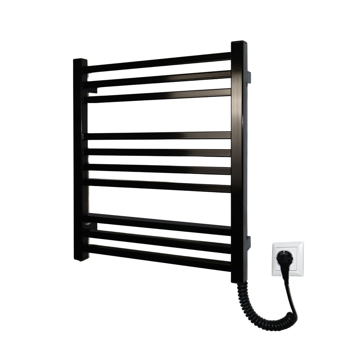 Полотенцесушитель электрический Carino LORENZO с кнопкой Черный глянец 590*490