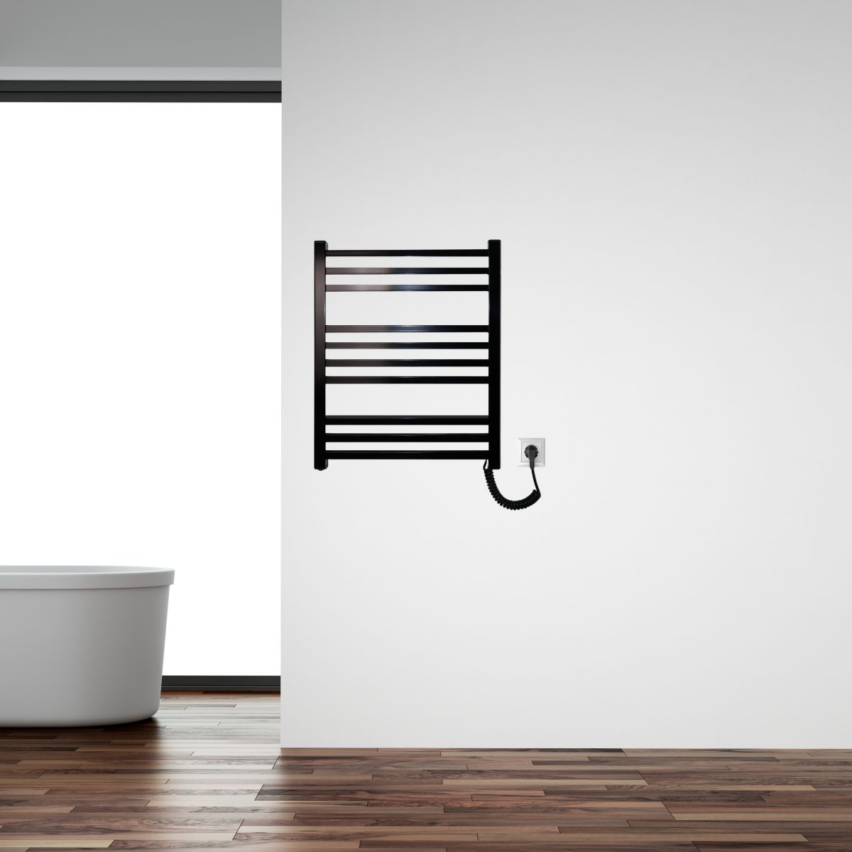 Полотенцесушитель электрический Carino LORENZO с кнопкой Черный глянец 590*490