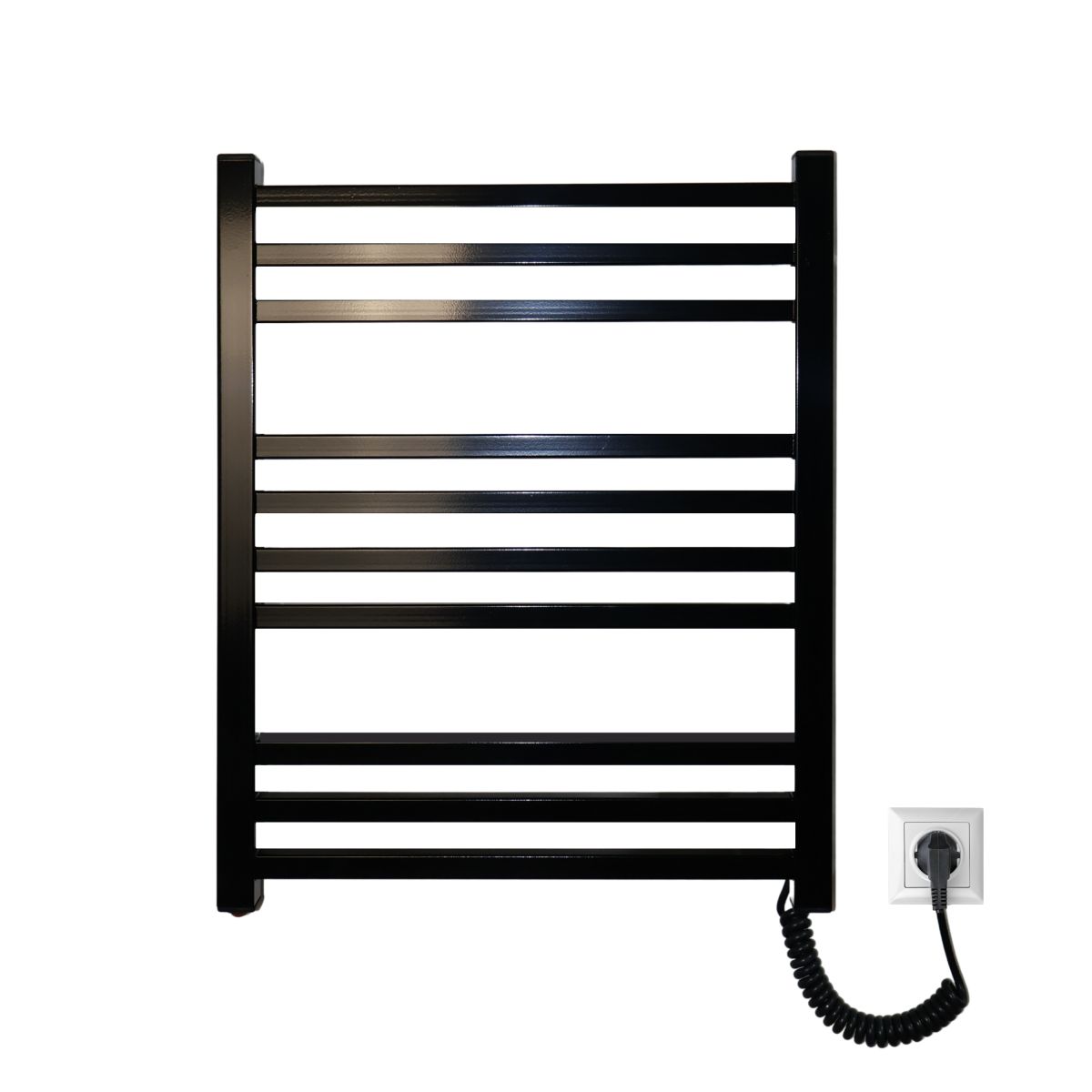 Полотенцесушитель электрический Carino LORENZO с кнопкой Черный глянец 590*490