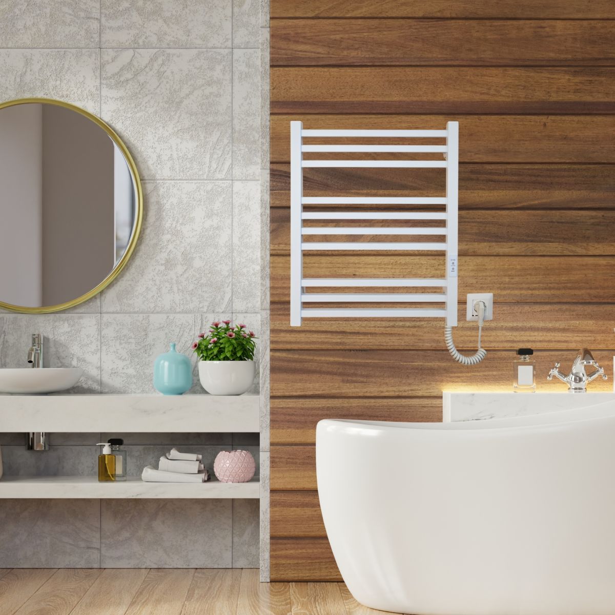 Рушникосушарка електрична Carino LORENZO з контроллером Білий матовий 590*490