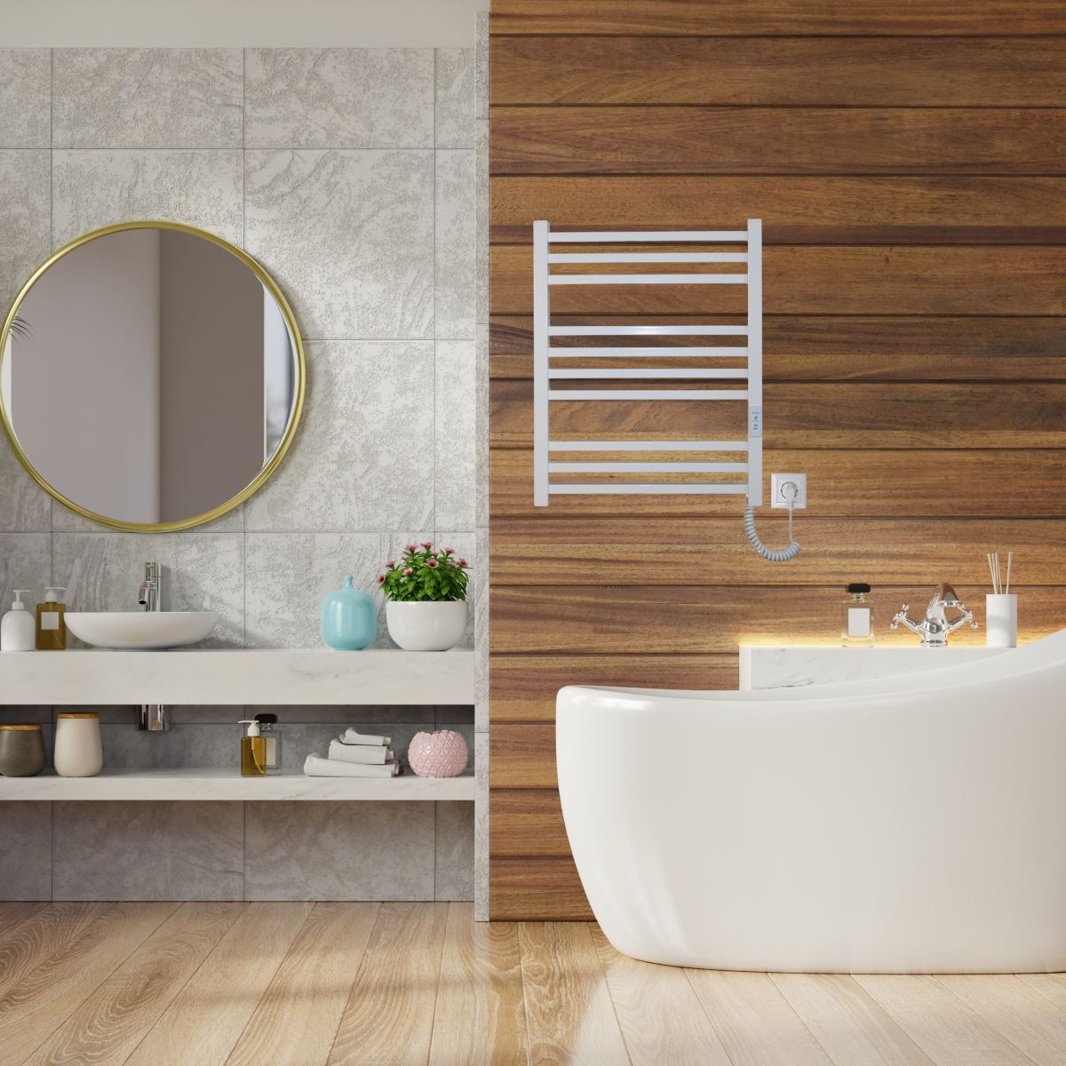 Рушникосушарка електрична Carino LORENZO з контроллером Білий глянець 590*490