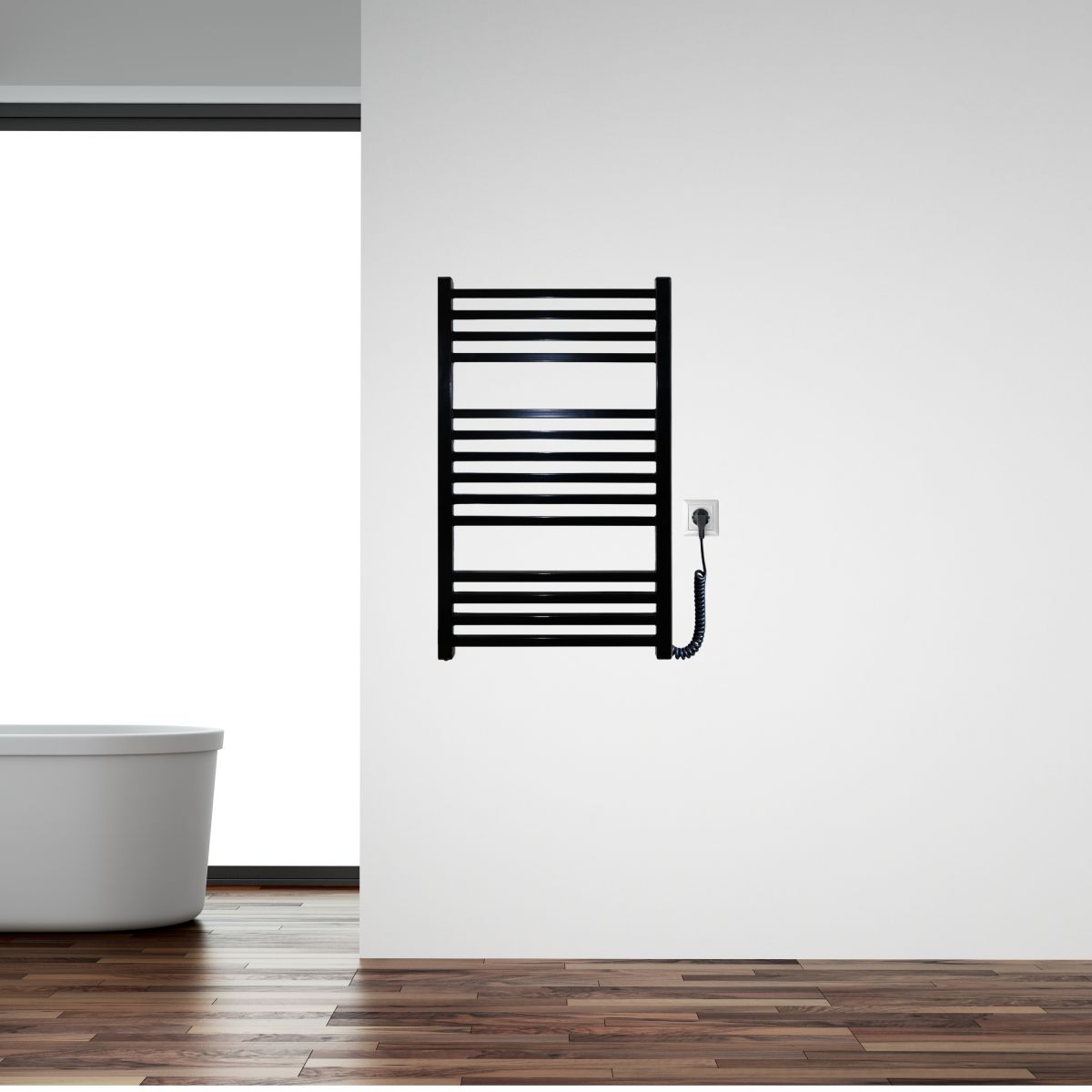 Полотенцесушитель электрический Carino LORENZO с кнопкой Черный глянец 790*490